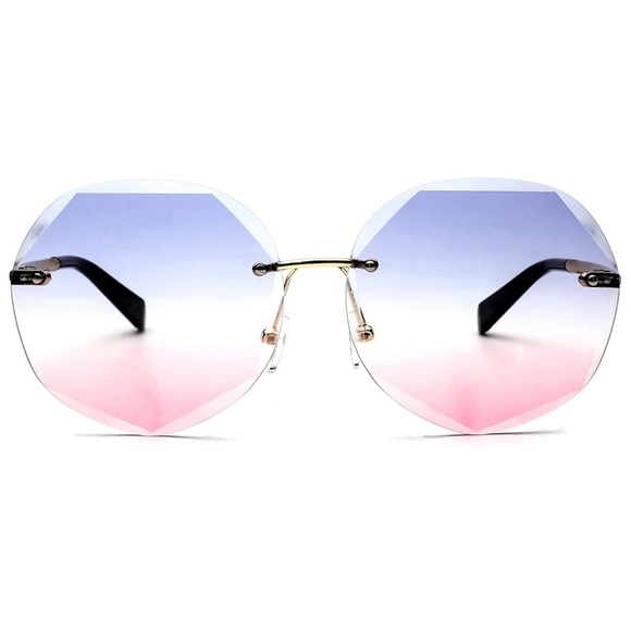 Isoke Accessories - Oversized Rimless Round Fashion Sunglasses